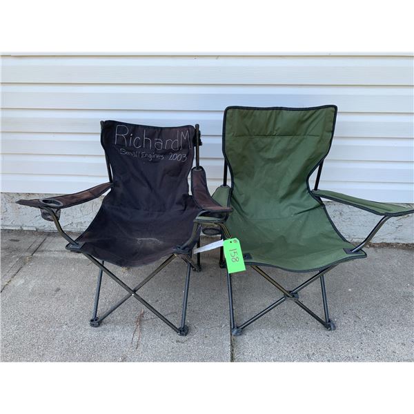 2- Folding Lawn Chairs Black & Green Selling Together