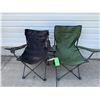 Image 1 : 2- Folding Lawn Chairs Black & Green Selling Together