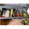 Image 2 : Rolling 3 Draw Tool Chest c/w Tools - snips, fencing tool, crescents, pliers, Screw Driver Set, Sock