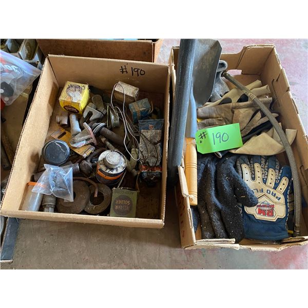 Gloves & misc. in Boxes under the table