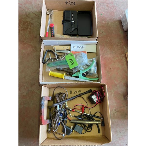 Leather Punch, Clippers, Knives, Pipe Clamp, C-Clamp & misc. tools