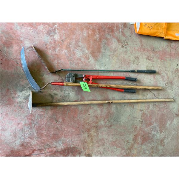 Bolt Cutters, Hoe, 2 Grass Whips