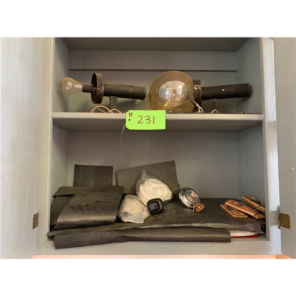Lights, Locking Fuel Cap, Mouse Traps, & Misc. in 2 Shelf Units (Shelves do Not Go)