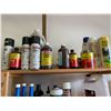 Image 2 : Wood Shelf Unit c/w Norizone, Rubbing Alcohol, Opti-4, Drifab, Paints, Water Sealer, etc.