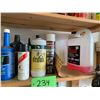 Image 4 : Wood Shelf Unit c/w Norizone, Rubbing Alcohol, Opti-4, Drifab, Paints, Water Sealer, etc.