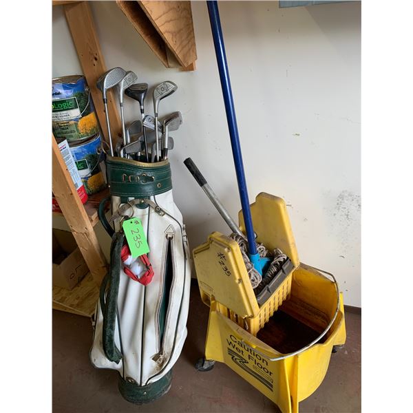 Set of Golf Clubs, Mob Pail & Mop