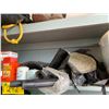 Image 16 : Contents on Gray Shelf: Propane Regulator, Rubber Boots, Helmet, Sack's, (5 Oil Filters do not go)