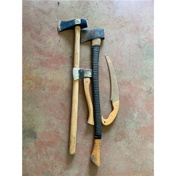 Wood splitter, 2- axes & handsaw