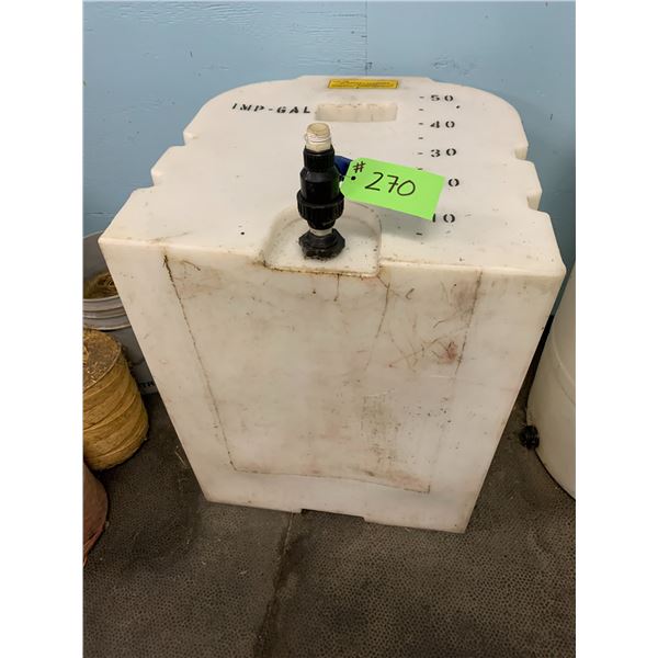 Approx 50 Gallon Plastic Tank c/w Valve