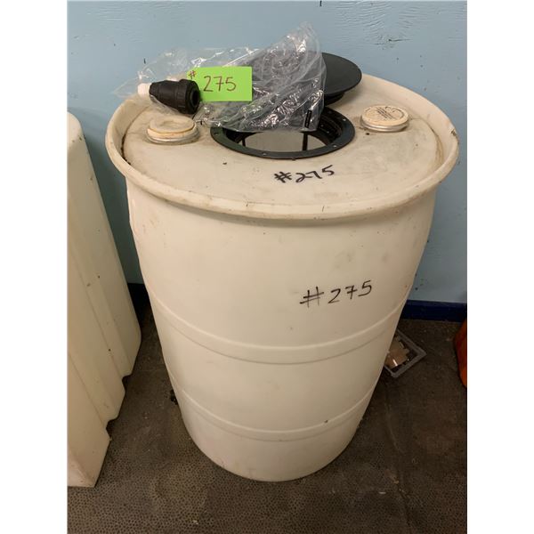 45 Gallon Plastic Barrel c/w Stain & Valve Set