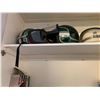Image 12 : Misc. Items up in Top Shelf Unit - Helmuts, Lights, Cords etc.