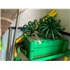 Image 7 : Contents in the Corner - 2 Plastic Green Shelf Units, Chain Boomer, Rake, misc. wood