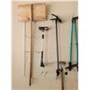 Image 2 : Assortment of Garden Tool: Wood Shovel, Snowbrush, Spade, Cutters, Plant Stakes, Rope, Skipping Rope