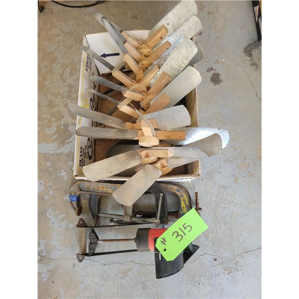 4 C-Clamps & Box of Fan Blades