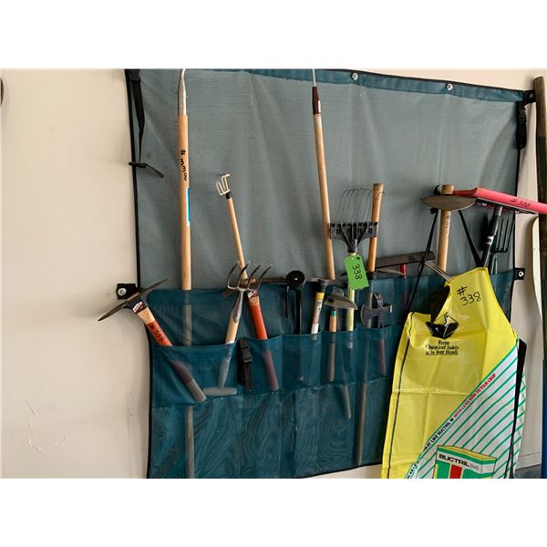 Garden Tools in Green Mesh Holder (South Wall in Garage)