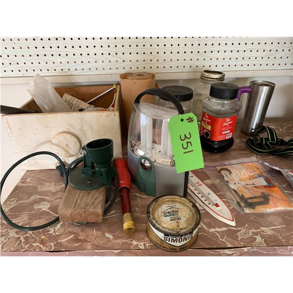 Contents on Cabinet - Flashlight, Boxes, Rear Clearance Lamp, Thermostat & misc. in Drawers etc. (Ca