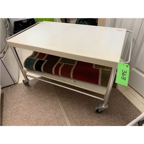 Stepping stool, rug & laundry cart on wheels