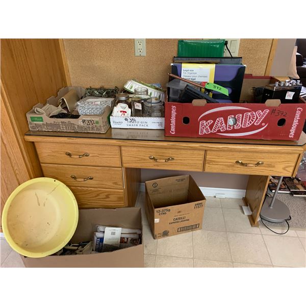 Ladies handbags, teapot, placemats, jars, c-clamps, 8-Track player, small 3-drawer plastic storage u