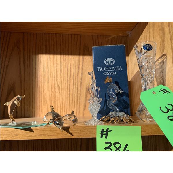 Qty of Crystal figurines & vase