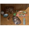 Image 1 : Aztec carved wooden club, 1999 quarter coin collection (incomplete), vintage quill pens & tips & mis
