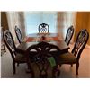Image 1 : Dining room table, double pedestal, 4- chairs, 2- captains chairs & 2- leafs, Purchaser to bring too