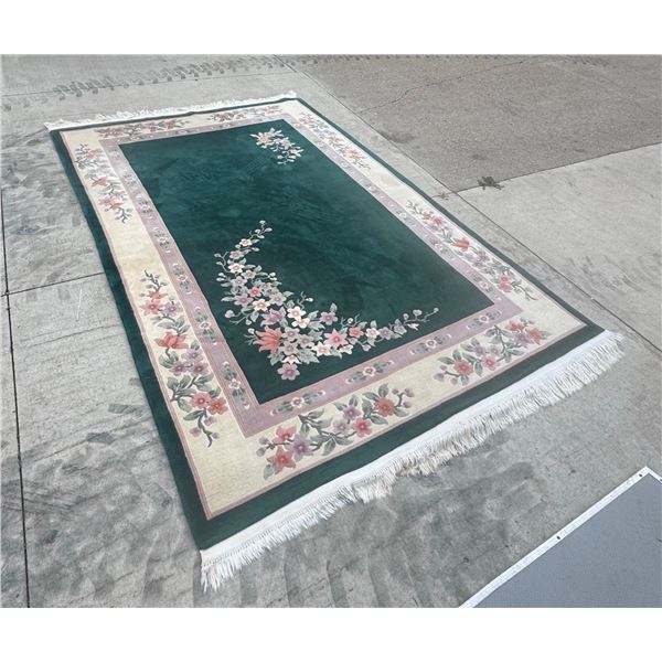 RUG 9-1/2-FT X 6-FT - 100% WOOL - HAND WOVEN