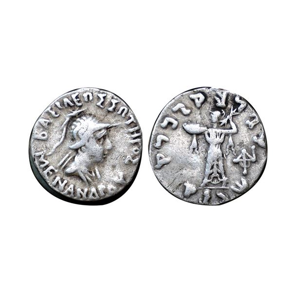 Indo-Greeks, Menander I (155-130 BC), Silver Drachm, 2.35gms,