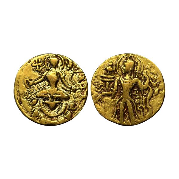 Guptas, Chandragupta II (375-415 AD), Archer type, Gold Dinar, 7.68gms,