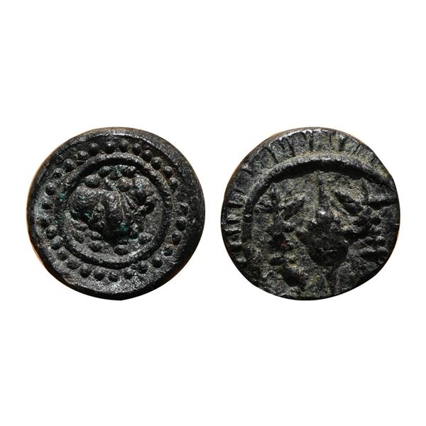 Early medieval Maharashtra, Khandesh region copper coin of 'Vishnukundin' fabric, attributed to a lo