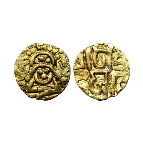 Kalachuris of Tripuri, Gangeya Deva (1015-1040 AD), Gold 4-1/2 Masha, 3.89 gms