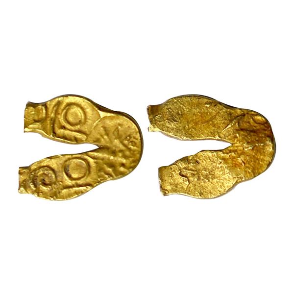 Shilaharas of Kolhapur, (10-12 Century CE), Gold U-Shaped Fanam, 0.54 gms.