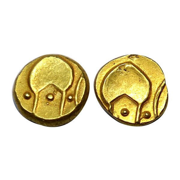 Bijapur Sultanates, Anonymous, Set of two, Hudki Gold Pagoda & ½ Hudki Pagoda, 3.41 gms & 1.69 gms,