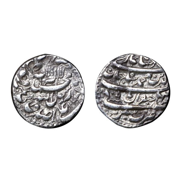 Shah Jahan (1628-1653 AD), Silver Rupee, Bhakkar Mint, AH 1042/RY 5, with Emperor's full name and ti