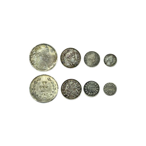 Baroda State, Sayaji Rao III (AH 1292-1357, VS 1932-1995, 1875-1938 AD), Set of 4 coins, Rupee, 11.3