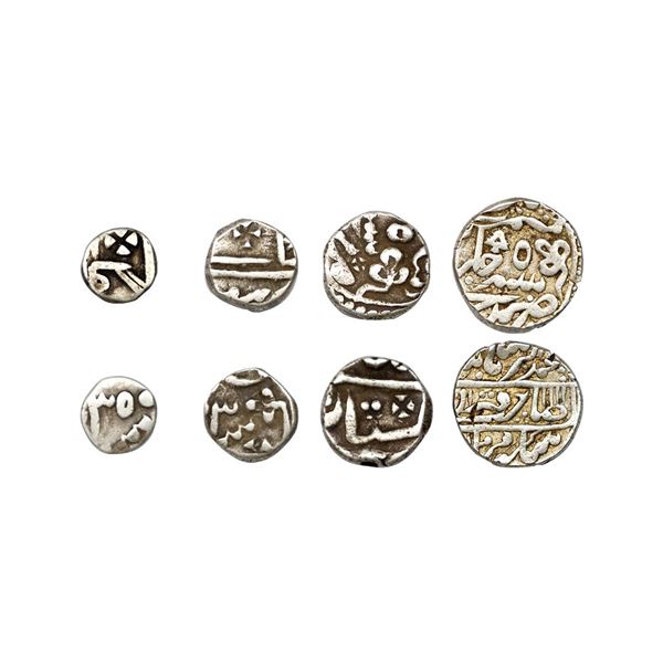 Kotah State, INO Muhammad Akbar II (AH 1221-1253, 1806-1837 AD), Set of 4, Nandgaon urf Kota Mint, S