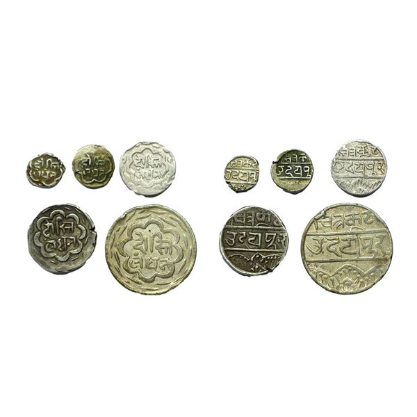 Princely States, Mewar, Fatteh Singh (VS 1941-1987/ 1884-1930 AD), A set of Silver