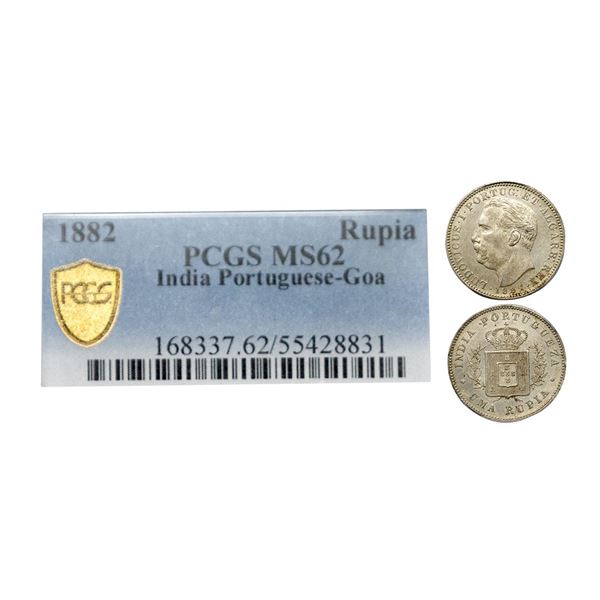 Portuguese India, Goa, Luis I (Ludwig), Silver Rupia, 1882 AD, KM # 312.