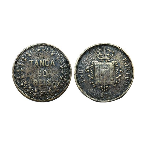 Portuguese India, D. Luiz I (1861-1889 AD), colonial coinage, machine struck, copper tanga (60 reis)