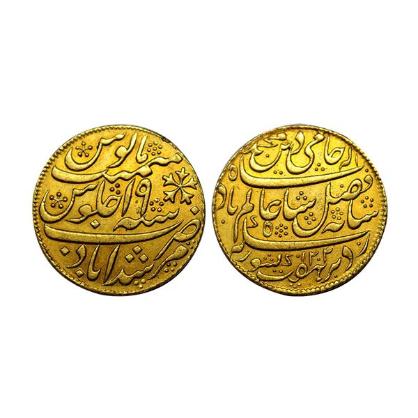 Bengal Presidency, INO Shah Alam II (AH 1174-1221, 1759-1806 AD), Gold Mohur, 12.28 gms, Murshidabad