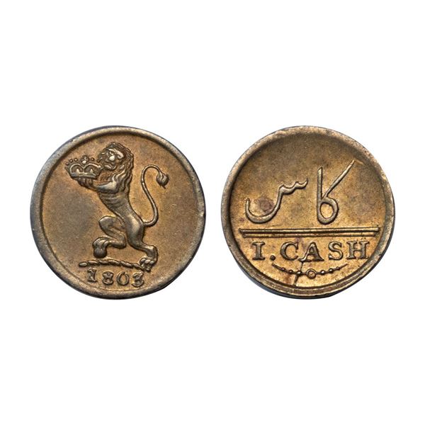 Madras Presidency, Copper 1 Cash, 0.61 gms, 1803.
