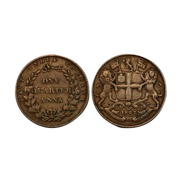 East India Company, Uniform Coinage, Copper ¼ Anna, 1857, Birmingham Mint