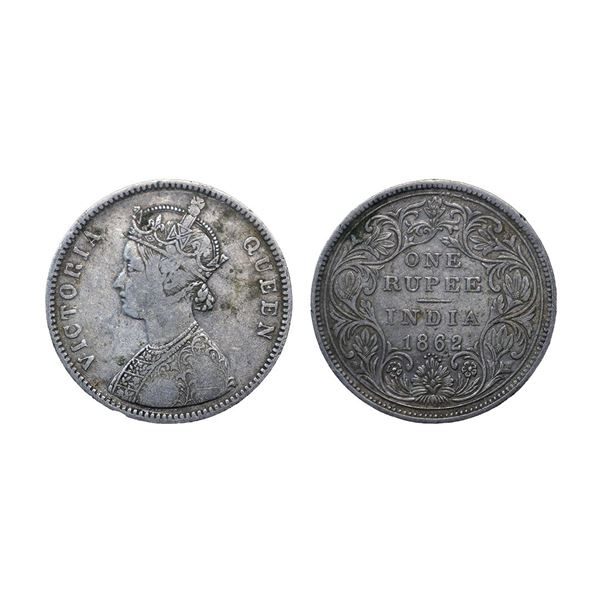 Victoria Queen, Silver Rupee, 1862.