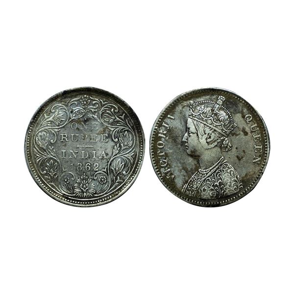 Victoria Queen, silver rupee, 1862, Bombay mint,