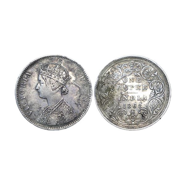 Victoria Queen, silver rupee, 1862, Bombay mint, A/II/0/10, PR 93; GK 337-338.