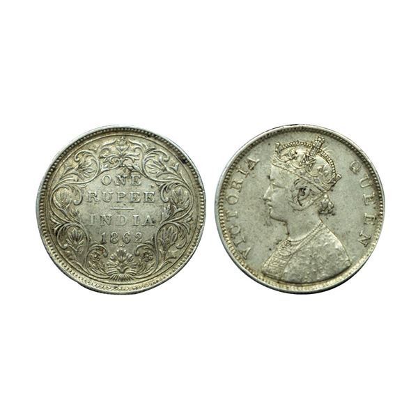 Victoria Queen, silver rupee, 1862, Bombay mint,