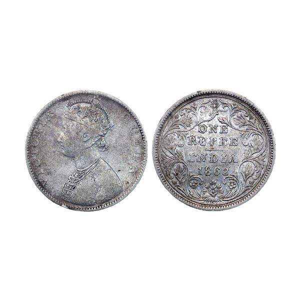 Victoria Queen, silver rupee, 1862, Bombay mint, D/II, double lines to the curves of the crown and f