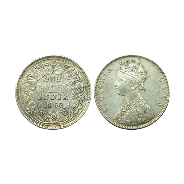 Victoria Queen, silver rupee, 1862, Bombay mint,