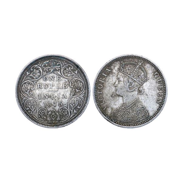 Victoria Queen, silver rupee, 1875, C2/II/DOT, Bombay mint,