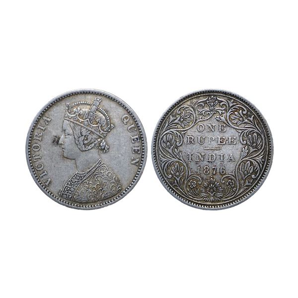 Victoria Queen, Silver Rupee, 1876, Bombay Mint, A2 / II / dot.