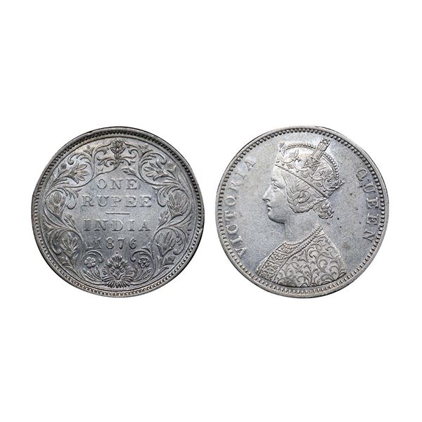 Victoria Queen, silver rupee, 1876, Bombay mint